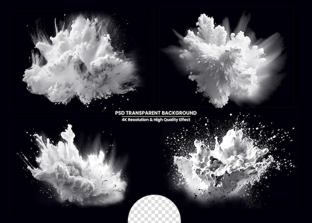 Abstract White powder explosion hyperrealistic Cinematic lighting and hyperdetailed Transparent