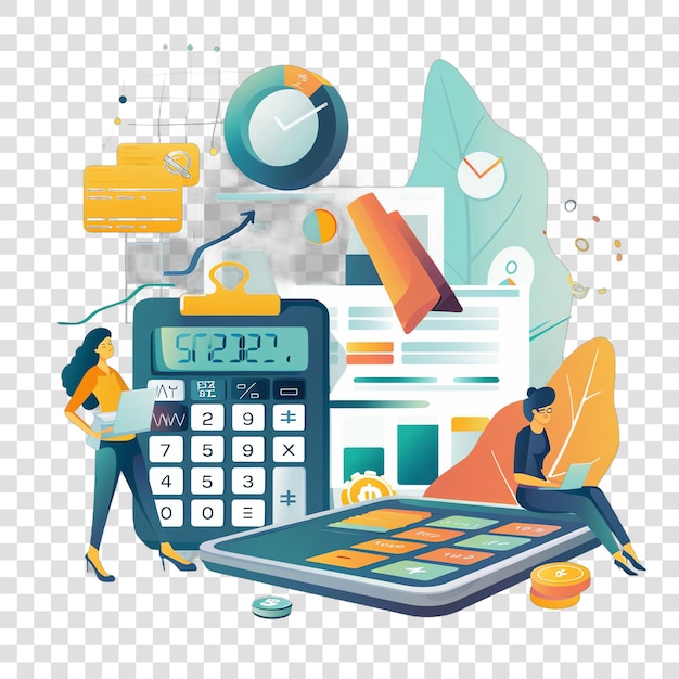 PSD accounting realistic photo isolated on transparent background