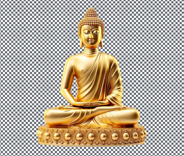 PSD adorable golden buddha statue isolated on transparent background