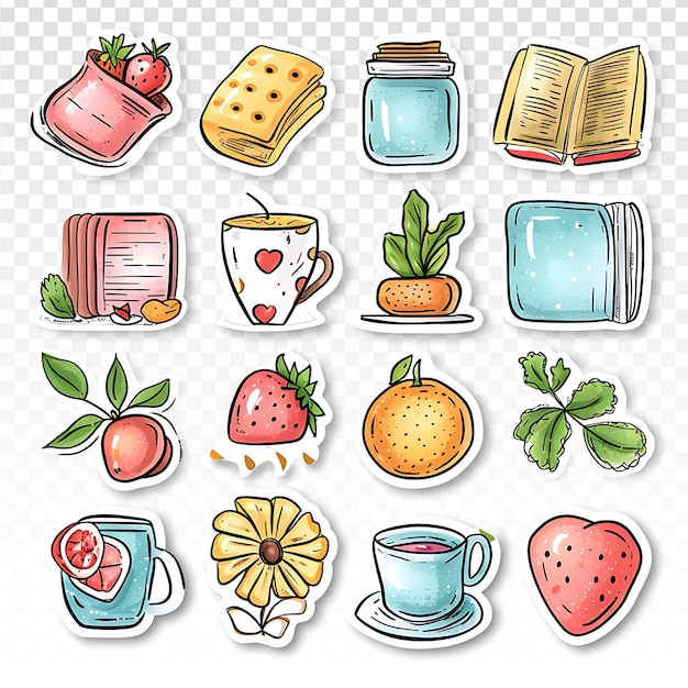 PSD adorable handdrawn digital stickers for planners