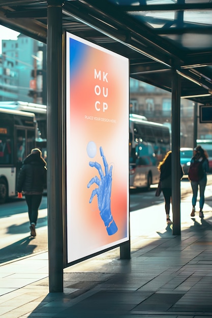 PSD modello di visualizzazione pubblicitaria alla stazione degli autobus