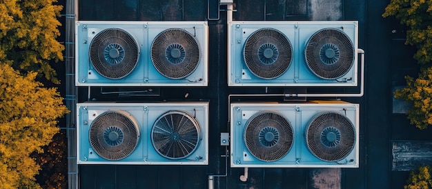 PSD aerial view of hvac units on a rooftop