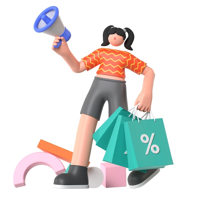 PSD afslagverkoop marketing shopping commerce 3d-illustratie