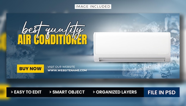 air conditioner ads promotion template for facebook cover and web banner