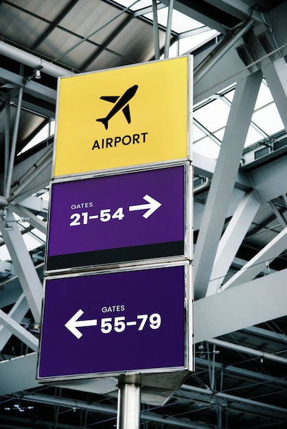 PSD airport sign mockups for airline logos