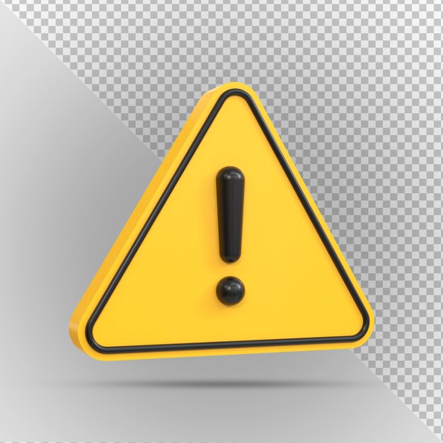 PSD alert or warning signs 3d rendering of high voltage hazard isolated on a transparent background