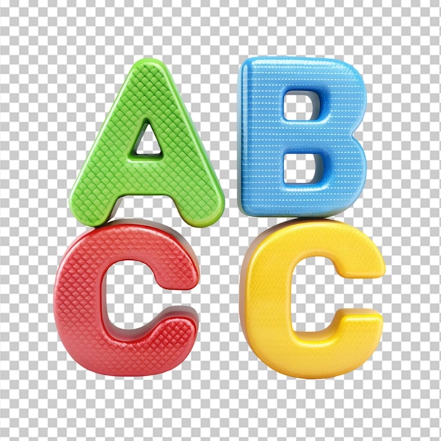 PSD alphabatic letters renders in 3d on transparent background