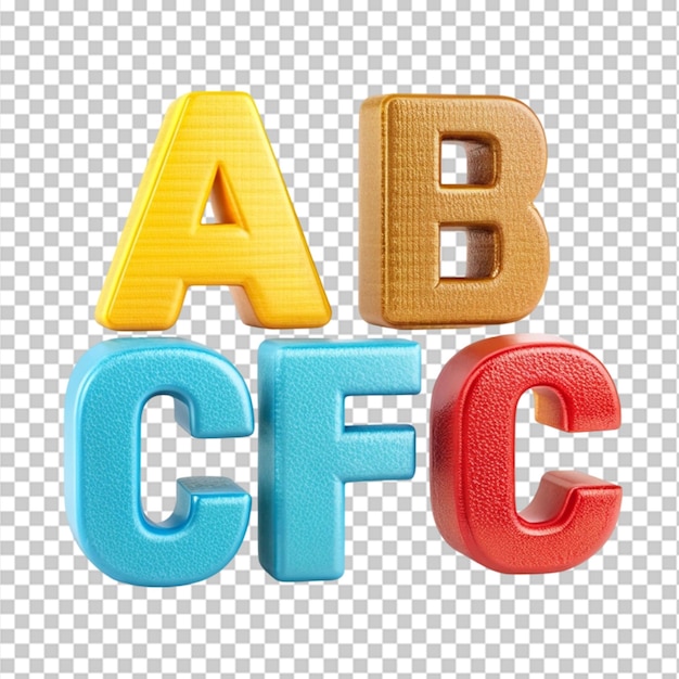 PSD alphabatic letters renders in 3d on transparent background