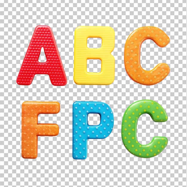 PSD alphabatic letters renders in 3d on transparent background