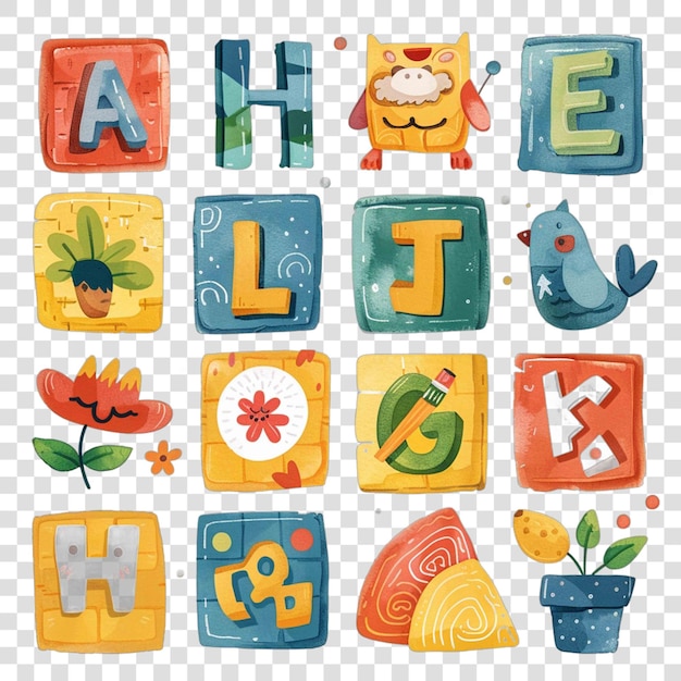 PSD alphabet blocks illustration for kids back to school