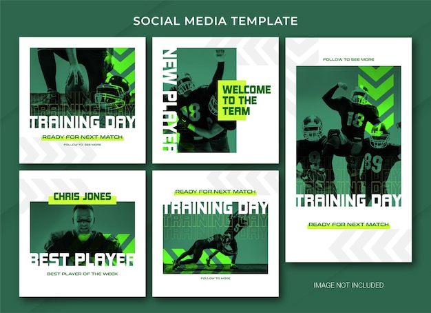 PSD american football social media post bundle template 