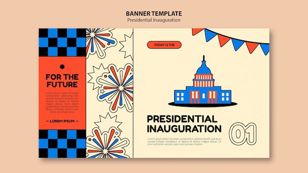 PSD american presidential inauguration horizontal banner template