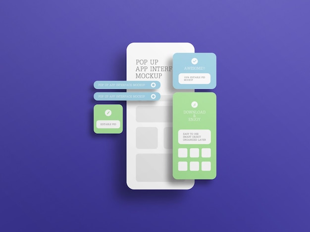 App interface with pop up screen mockup