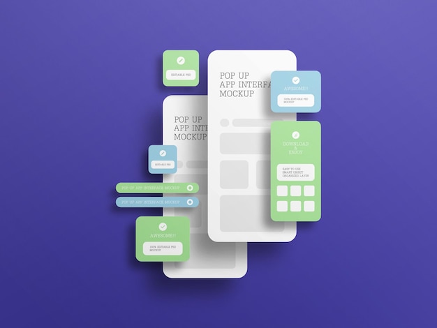 App interface with pop up screen mockup