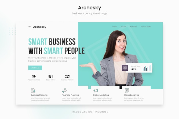 PSD archesky fresh business agency hero image