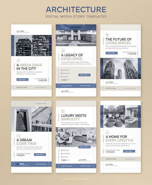 Architecture Social Media Story Templates for Instagram and Facebook