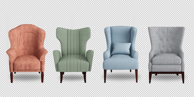 Armchairs in 3d rendering