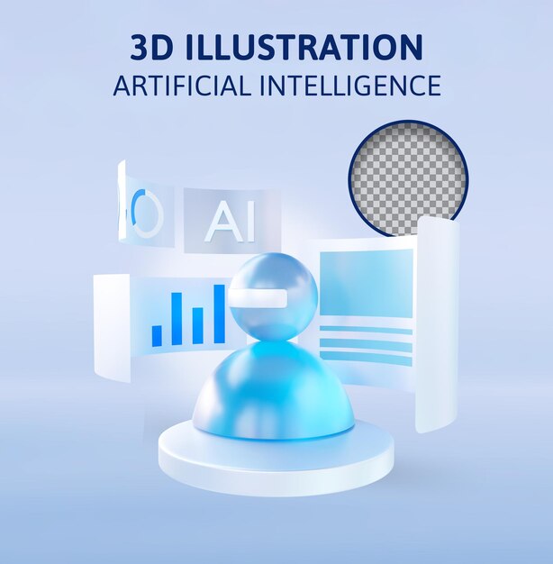 PSD artificial intelligence 3d rendering illustration