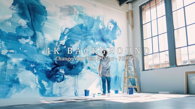 Artist Painting Abstract Wall Mural