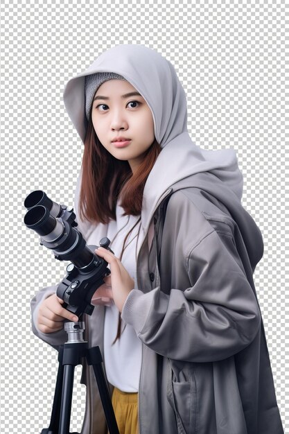 PSD asian woman astronomer psd transparent white isolated background