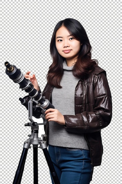 PSD asian woman astronomer psd transparent white isolated background