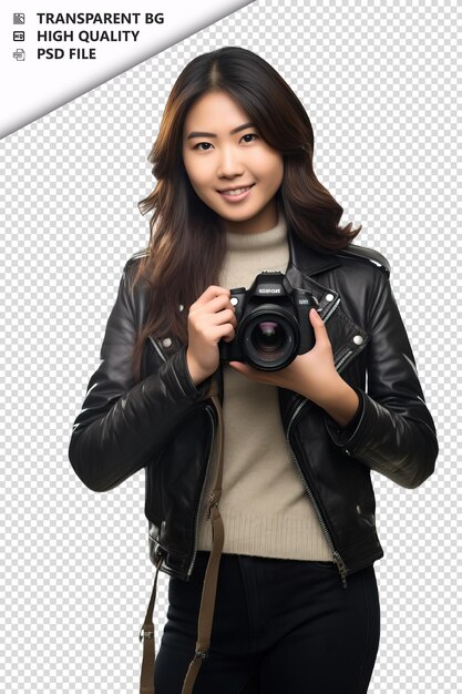 PSD asian woman graphic designer on white background white is