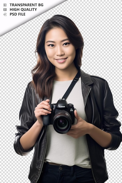 PSD asian woman graphic designer on white background white is