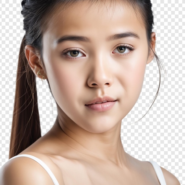 PSD asian woman portrait isolated on transparent background