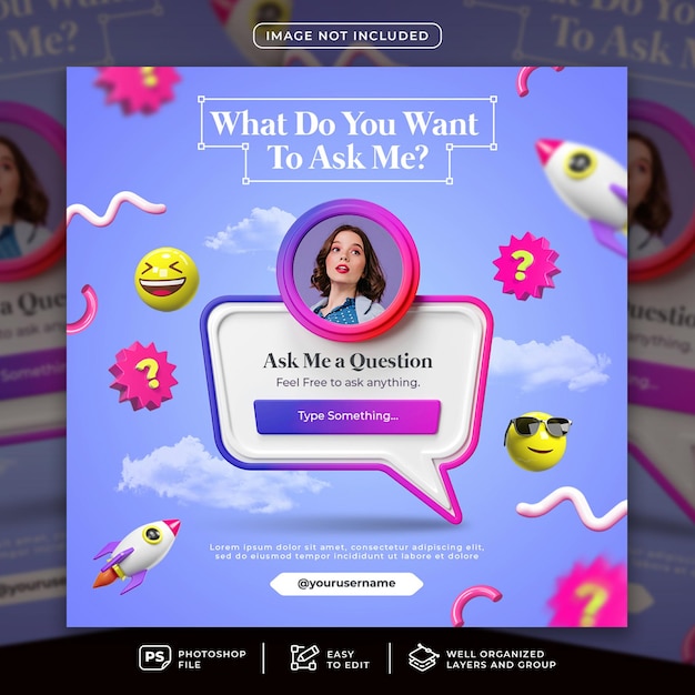 Ask me a question instagram social media post template