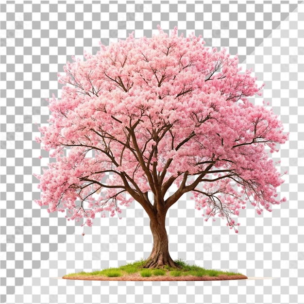 PSD attractive detailed japanese cherry blossom tree on transparent background