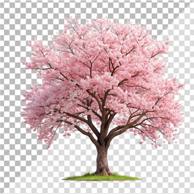 PSD attractive detailed japanese cherry blossom tree on transparent background