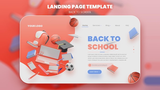 PSD back to school landing page premium psd