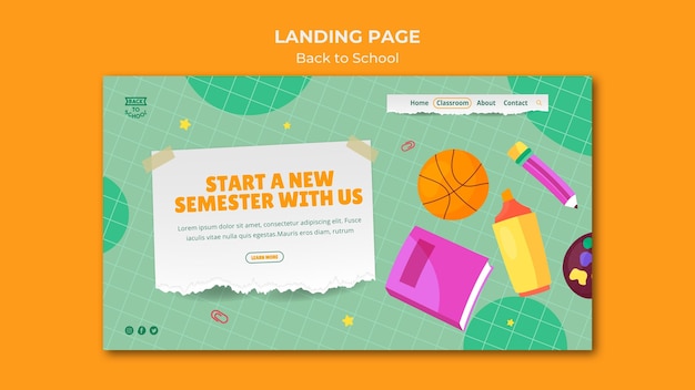 Back to school landing page template