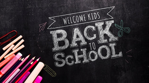 Back to school message on blackboard mock-up