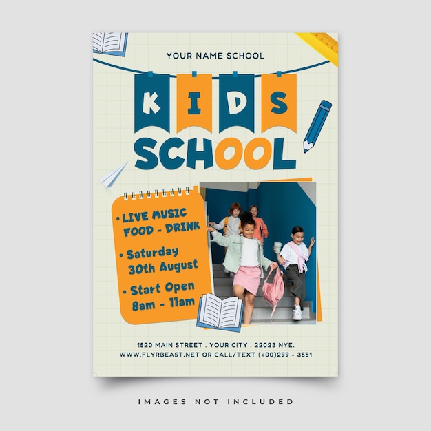 PSD back to school vertical flyer template