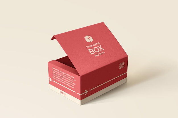 PSD back view open packaging box mockup template design psd