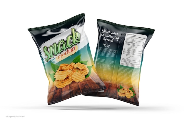 A bag of crispy potato chips with the label snack on the left