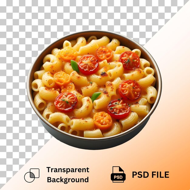 PSD baked macaroni on bowl isolated on transparent background