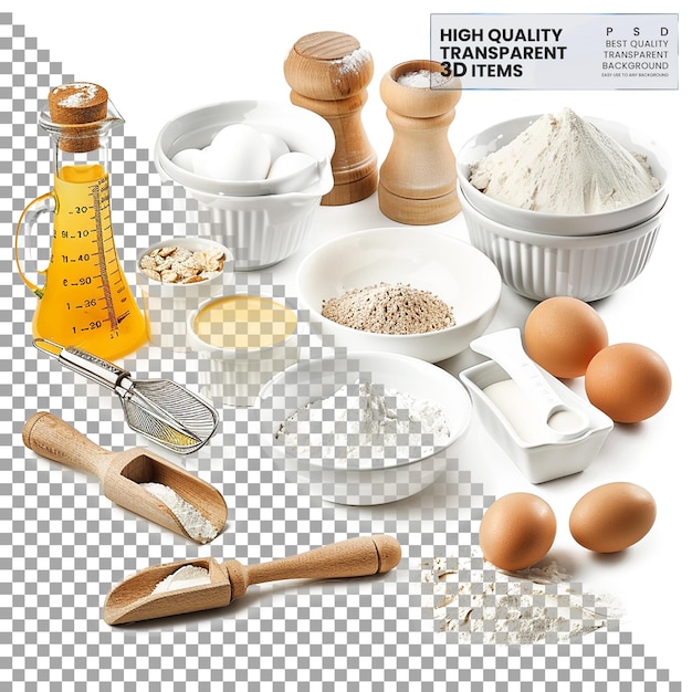 Baking Supplies Set Assortment of Baking Tools on Transparent Background