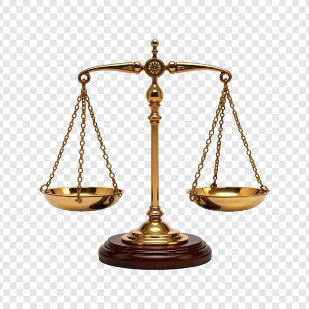 PSD balance scale of justice isolated on transparent background