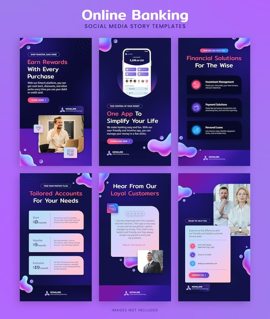 Banking and Fintech Social Media Story Templates for Instagram and Facebook