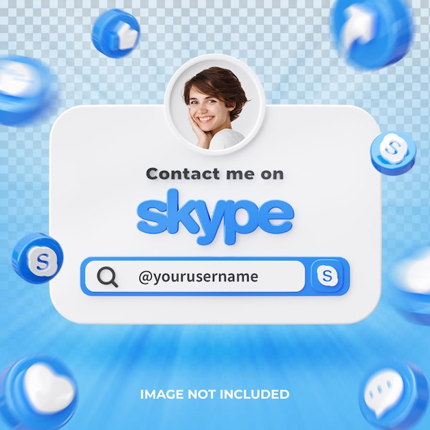 Banner Icon Profile on Skype 3d Render Composition Isolated