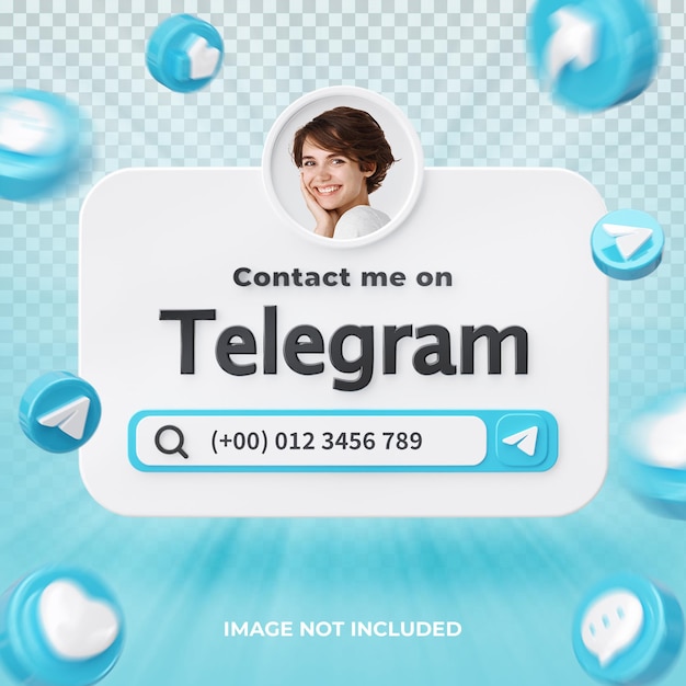 Banner Icon Profile on Telegram 3d Render Composition Isolated