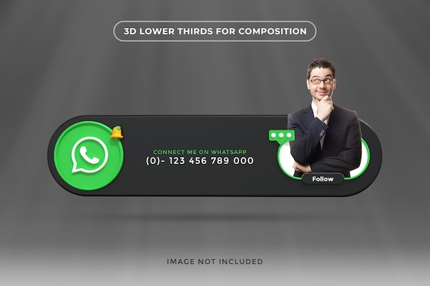 Banner icon profile on WhatsApp 3d rendering label mockup