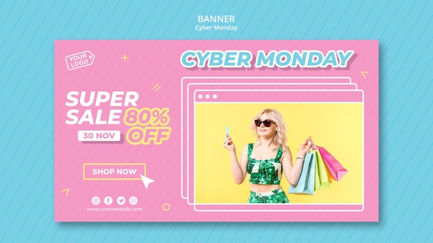 Banner template for cyber monday shopping