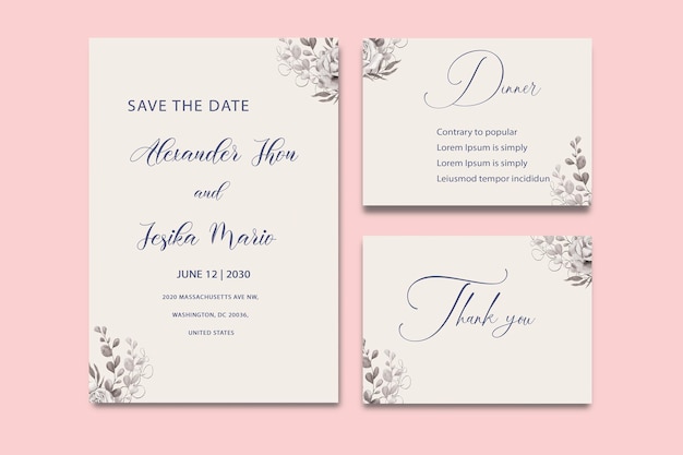 beautiful floral wreath wedding invitation card template psd