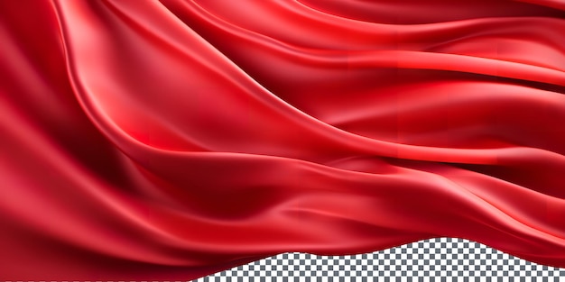 PSD beautiful flying red silk fabric isolated transparent background