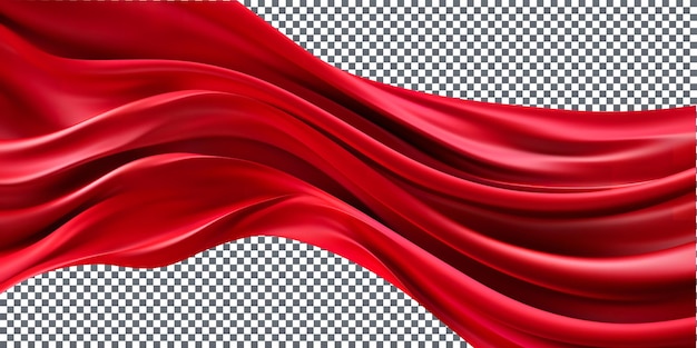 PSD beautiful flying red silk fabric isolated transparent background