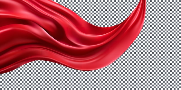 PSD beautiful flying red silk fabric isolated transparent background