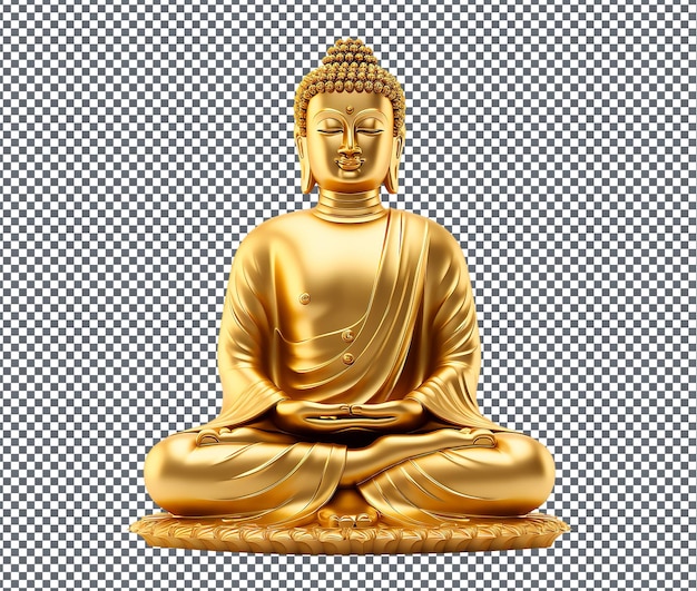 PSD beautiful golden buddha isolated on transparent background